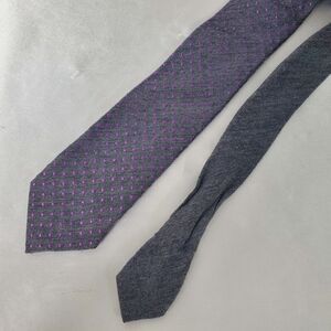 Calvin Klein Men's Gray Purple Polka Dot Neck Tie Slim